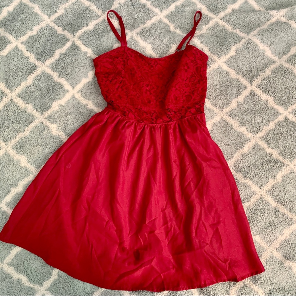Wetseal burgundy lace mini dress.